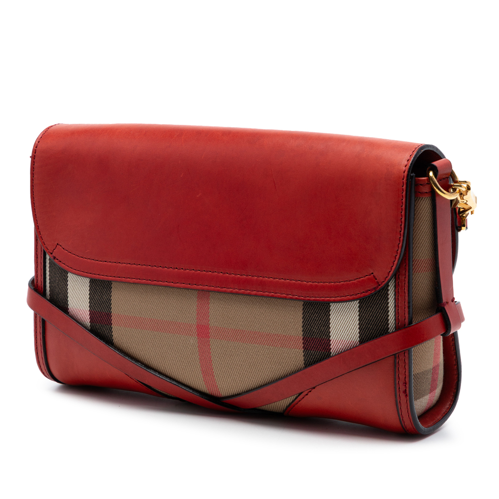 Pre-Loved Burberry Leather and House Check Canvas Bridle Abbott Crossbody - Picture 2 of 6